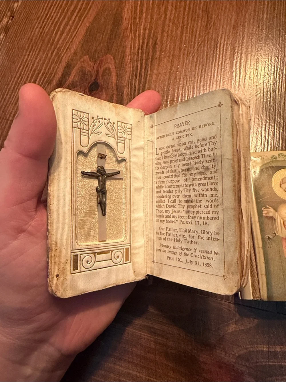 Antique Religious Prayer Book Pair- Vintage Jesus Illustrations